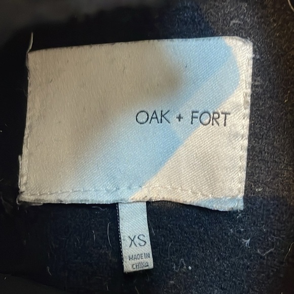 Oak + fort womens cocoon wool coat XS long zipper shawl scarf attached black - Picture 10 of 13